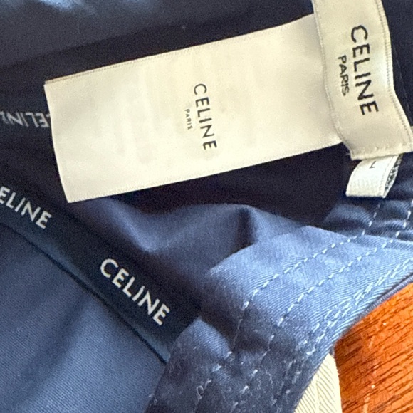 Celine Varsity Navy and Beige Embroidered Logo Baseball Cap main image 5